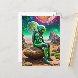 Postal Thinker Pose, astronauta verde