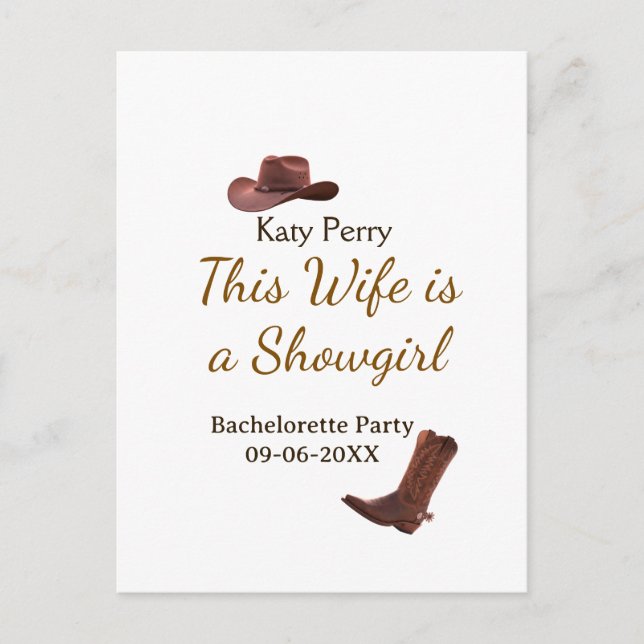 Postal This Wife is a showgirl bachelorette party name da (Anverso)
