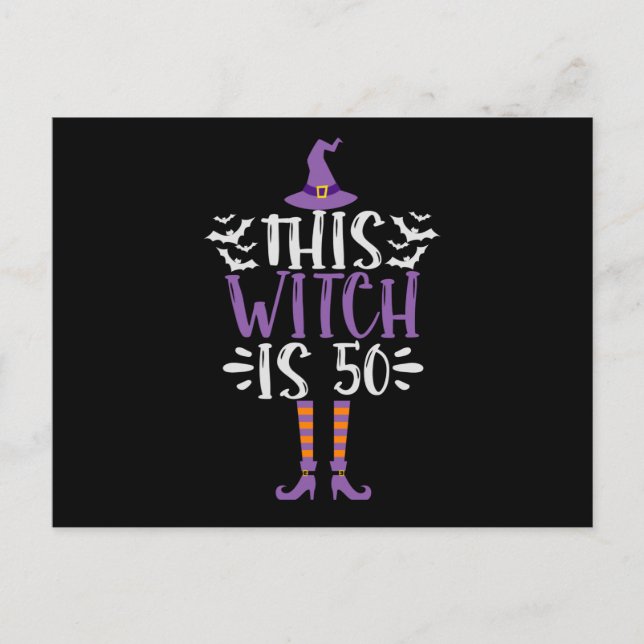 Postal This Witch is 50th Funny Spooky Halloween Birthday (Anverso)