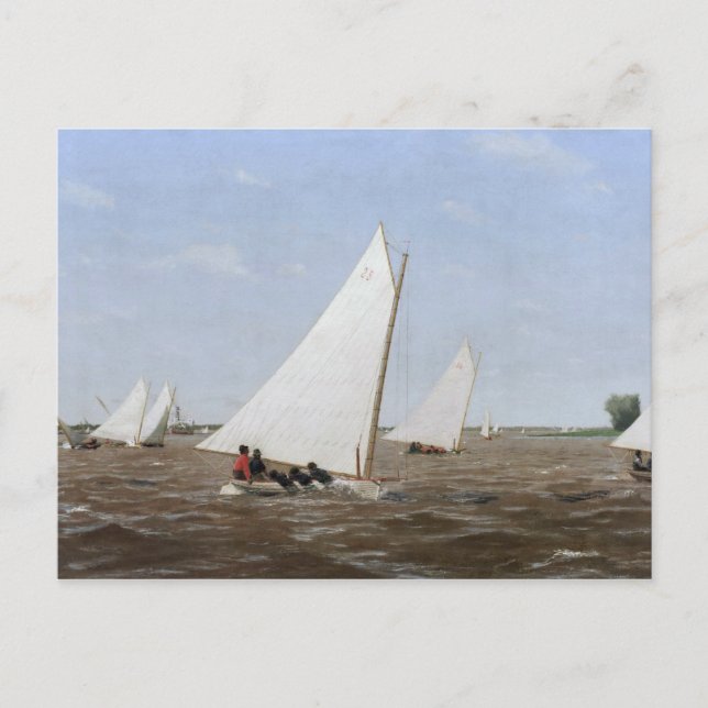 Postal Thomas Eakins - Carreras de veleros en Delaware (Anverso)