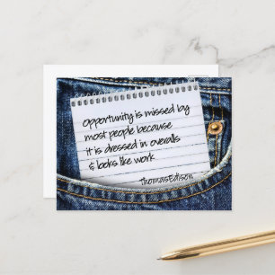 Postal Thomas Edison cita Inspiradora "Oportunidad"