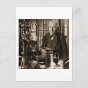 Postal Thomas Edison en su estudio de laboratorio