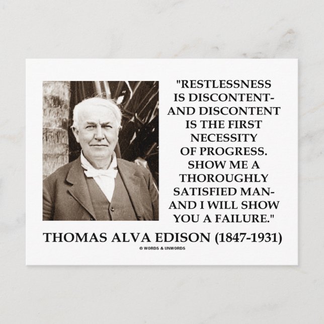 Postal Thomas Edison Inquietud Descontento Progreso (Anverso)