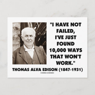 Postal Thomas Edison no falló 10,000 maneras en que no fu