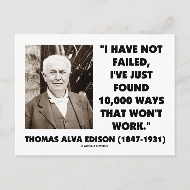 Postal Thomas Edison no falló 10,000 maneras en que no fu (Anverso)