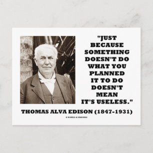 Postal Thomas Edison no quiere decir su inútil cita