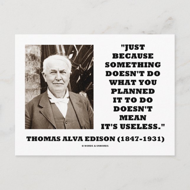 Postal Thomas Edison no quiere decir su inútil cita (Anverso)