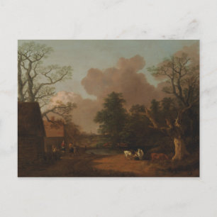 Postal Thomas Gainsborough - Paisaje con Milkmaid
