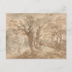 Postal Thomas Gainsborough - Paisaje de madera con campes