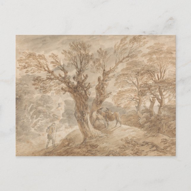 Postal Thomas Gainsborough - Paisaje de madera con campes (Anverso)
