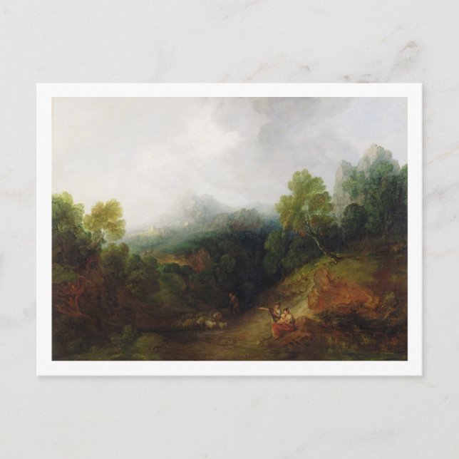 Postal Thomas Gainsborough | Un valle de montaña con Rust (Anverso)