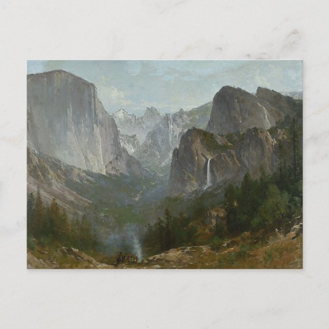 Postal Thomas Hill - Indios en Campfire, Valle Yosemite (Anverso)