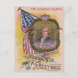 Postal Thomas Jefferson Bandera Americana Nomeolvides