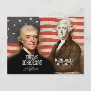 Postal Thomas Jefferson - tercer presidente de los Estado