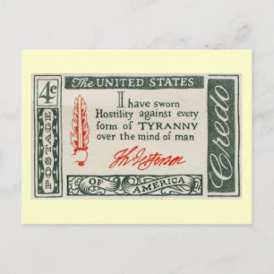 Postal Thomas Jefferson Tyranny Vintage