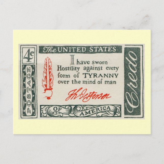 Postal Thomas Jefferson Tyranny Vintage (Anverso)