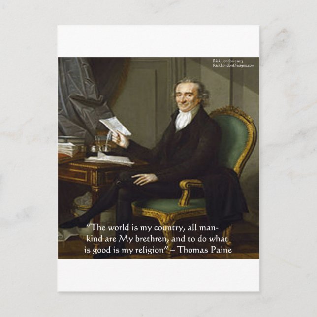 Postal Thomas Paine "Mis hermanos" Quote Regalos y Tarjet (Anverso)