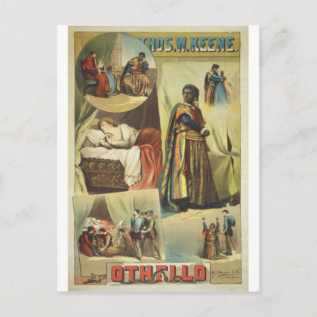 Postal Thomas W. Keene en Othello de William Shakespeare (Anverso)