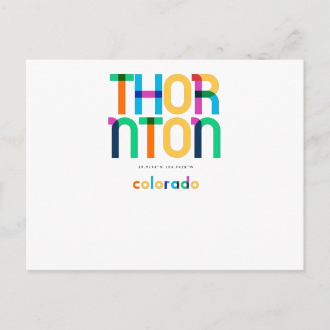 Postal Thornton Colorado Mid Century, Pop Art, (Anverso)