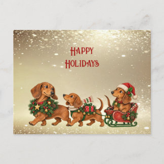 Postal Three Festive Dachshund