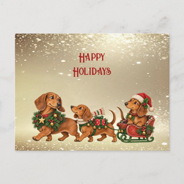 Postal Three Festive Dachshund (Anverso)
