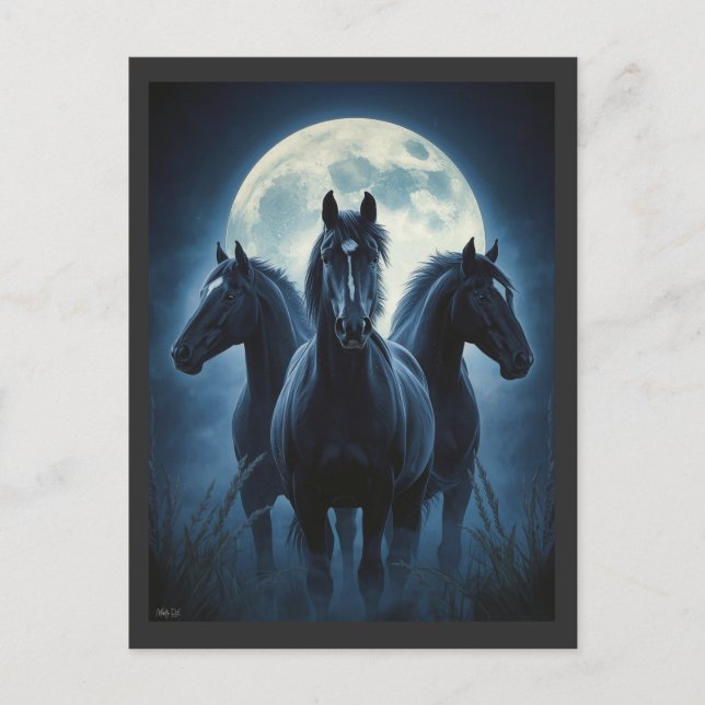 Postal Three Horse Moon (Anverso)