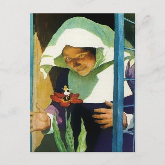 Postal "Thumbelina" Fairy Art de NC Wyeth (Anverso)