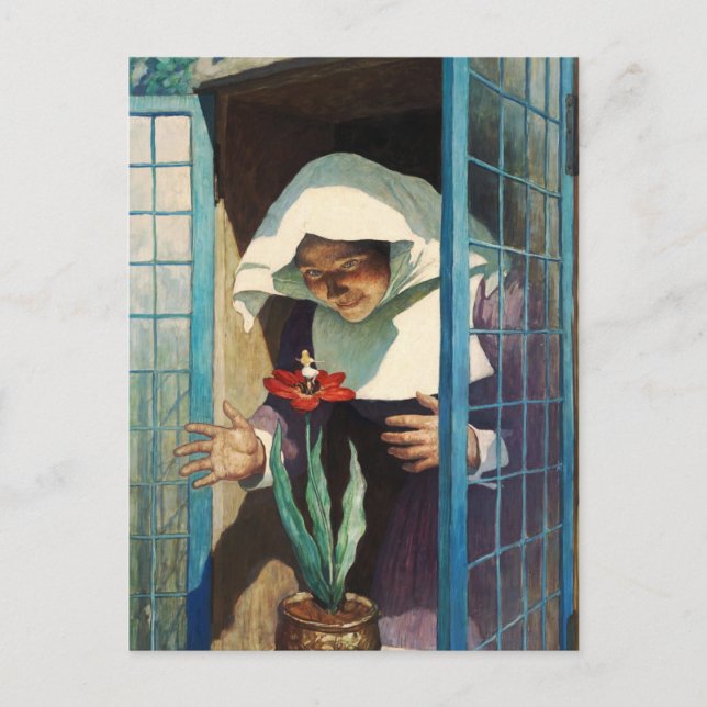 Postal Thumbelina por Newell Convers Wyeth (Anverso)