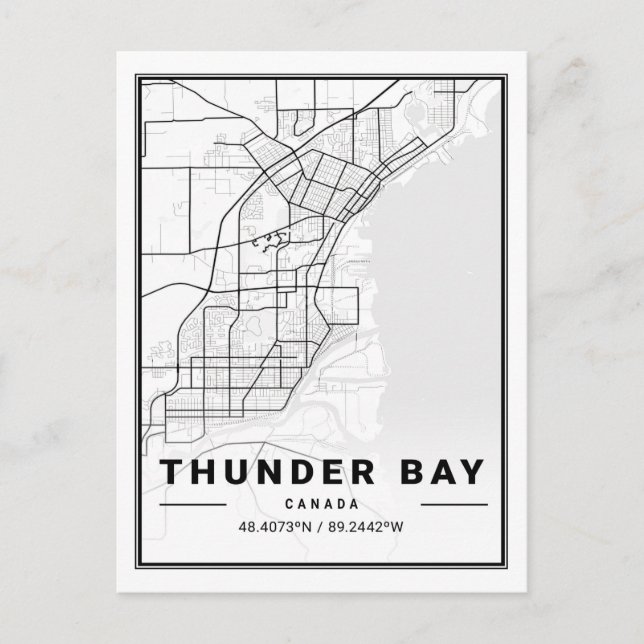 Postal Thunder Bay Ontario Canada Travel City Map Poster (Anverso)