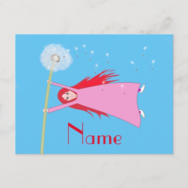 Postal Thunder_Cove, Chica Dandelion de cabello rojo (Anverso)