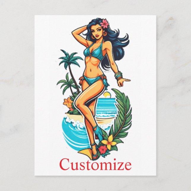 Postal Thunder_Cove, Chica de playa de Bikini con pelo ne (Anverso)