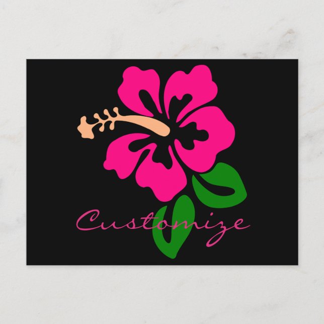 Postal Thunder_Cove de flor rosada tropical hibiscus (Anverso)