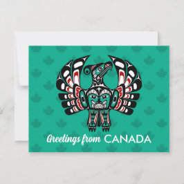 Postal Thunderbird de arte nativo americano Red Black Hai