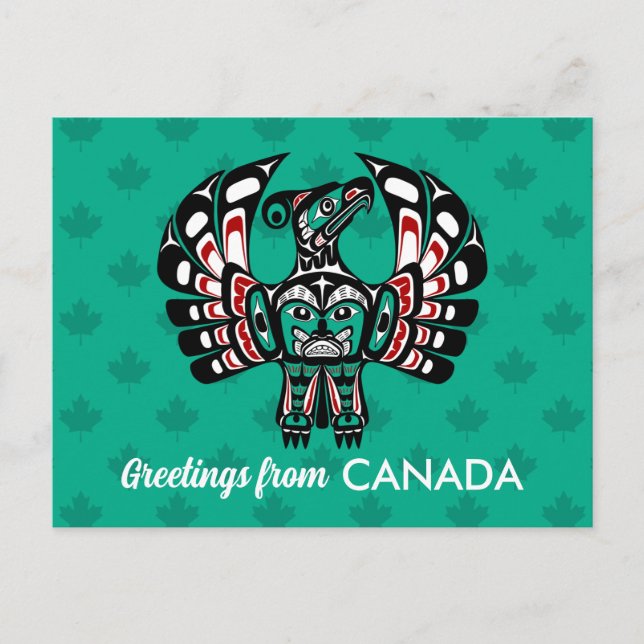 Postal Thunderbird de arte nativo americano Red Black Hai (Anverso)