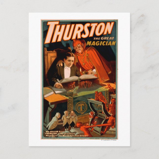 Postal Thurston el gran mago con la magia del diablo (Anverso)
