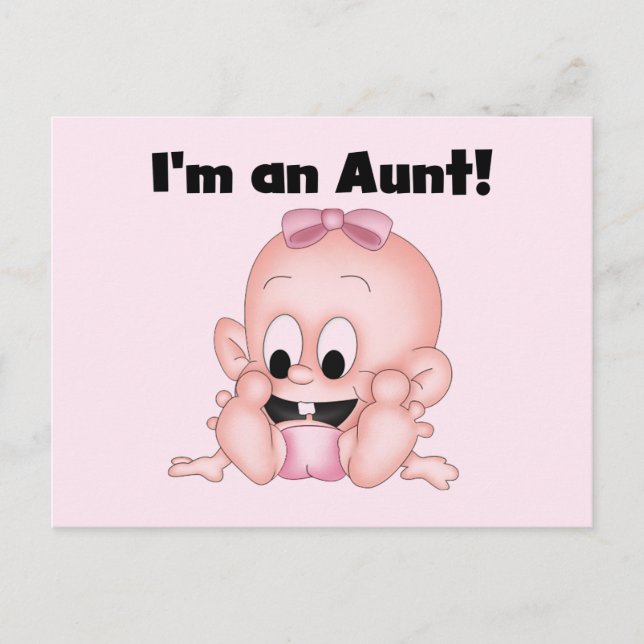 Postal Tía de las camisetas y regalos de la nueva sobrina (Anverso)