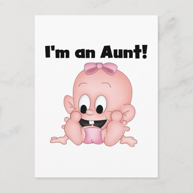 Postal Tía de las camisetas y regalos de la nueva sobrina (Anverso)