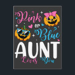 Postal Tía de rosa o azul te ama calabaza bebé<br><div class="desc">Tía de rosa o azul te ama regalos calabaza bebé Revelación de género divertido diseño gráfico Postal Colección clásica.</div>