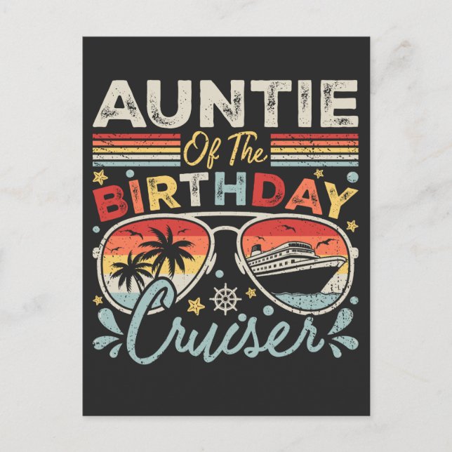 Postal Tía de vacaciones de crucero de cumpleaños (Anverso)