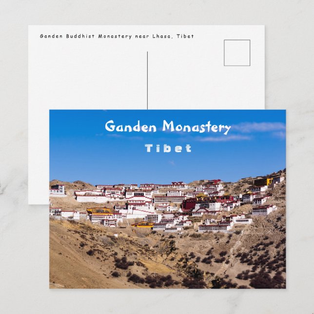 Postal Tibet - Monasterio budista de Ganden (Anverso / Reverso)