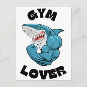 Postal Tiburón Azul Amante del Gimnasio – Fitness con Pod
