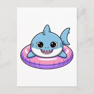 Postal Tiburón bebé lindo con flotador   Niños