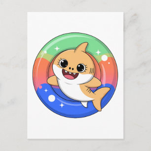 Postal Tiburón Bebé Lindo Con Flotador   Niños