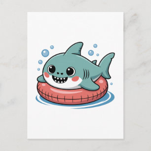 Postal Tiburón Bebé Lindo Con Flotador   Niños