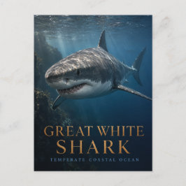 Postal Tiburón Blanco Grande Animales del Océano Costero
