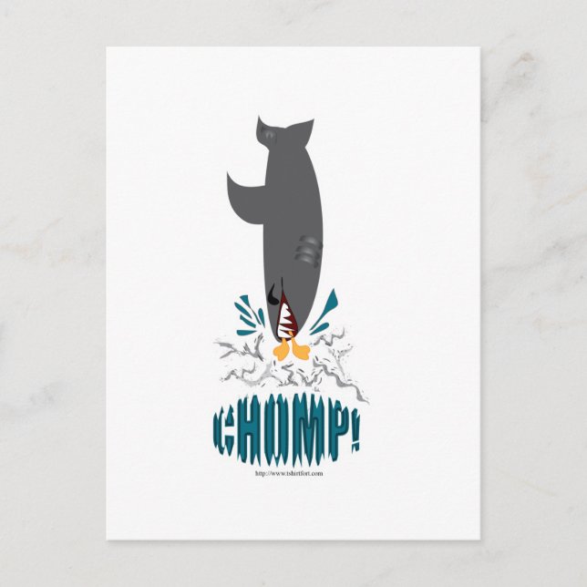 Postal Tiburón comiendo un pato (Anverso)