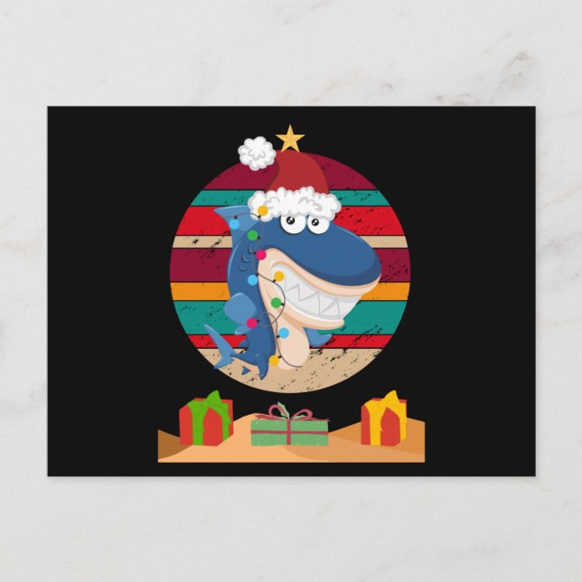 Postal tiburón de árbol de navidad (Anverso)