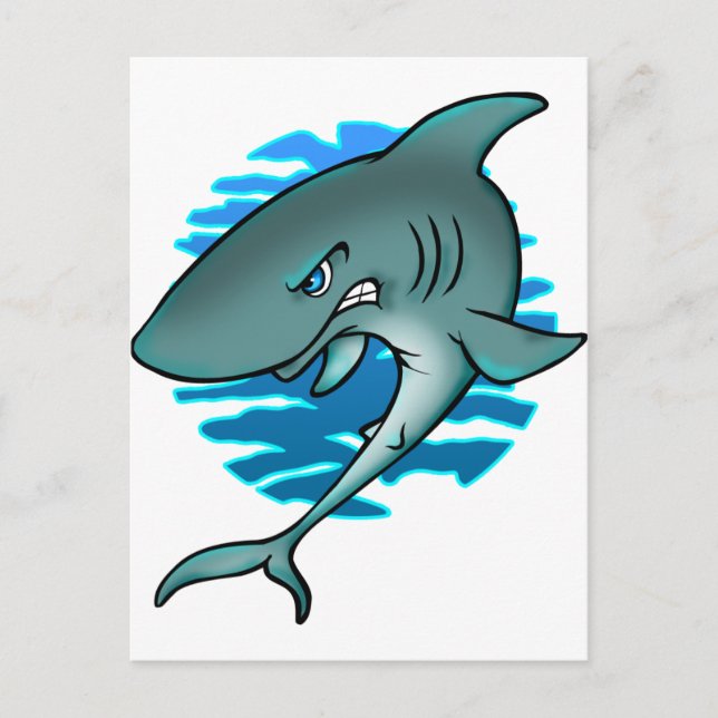 Postal Tiburón de Dibujos Animados (Anverso)