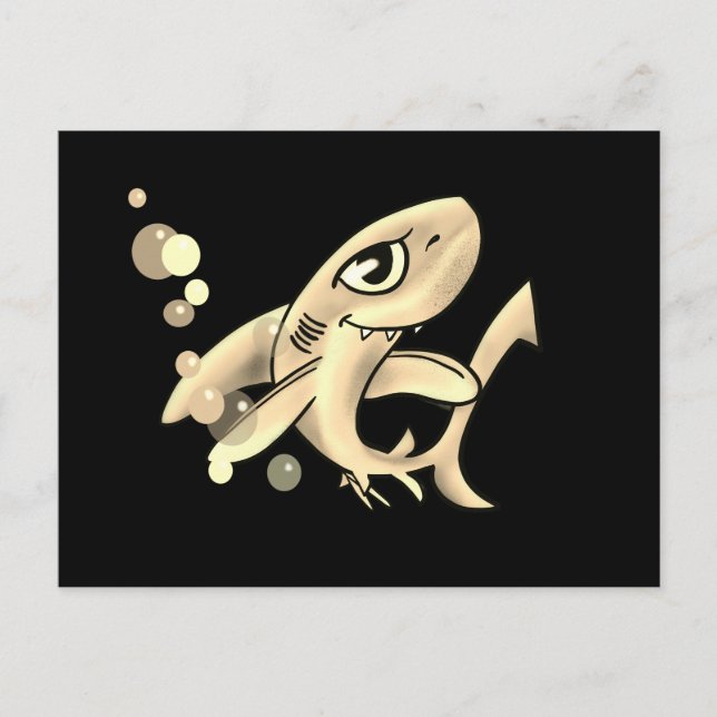 Postal Tiburón dorado sonriente (Anverso)