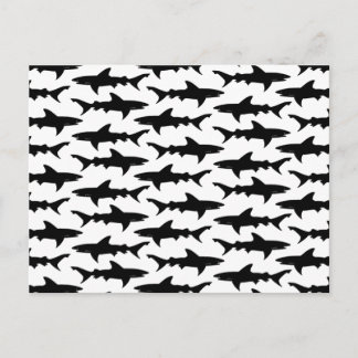 Postal Tiburones - Elegante patrón de tiburón blanco y ne